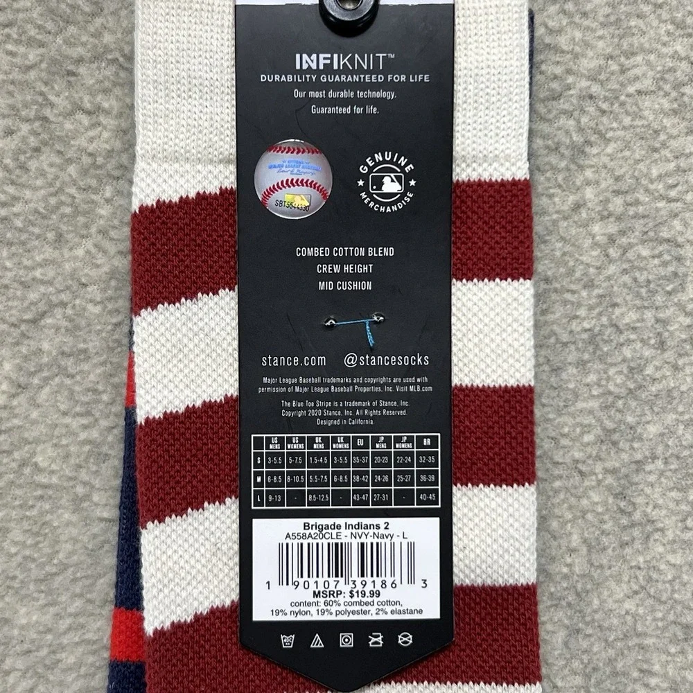 Stance Cleveland Indians‎ Brigade Crew Socks Size Large MLB USA Flag NWT